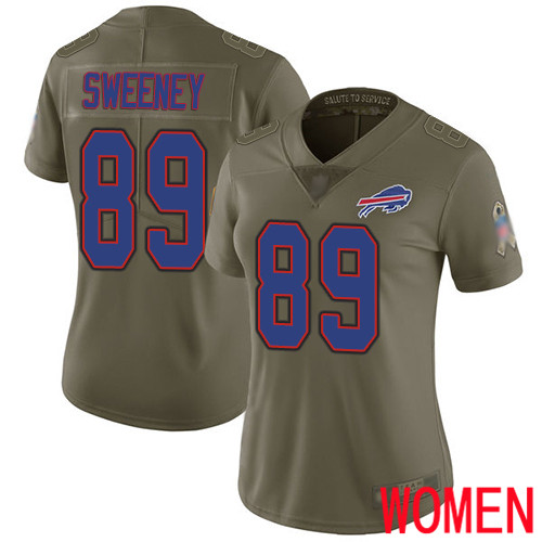 Women Buffalo Bills #89 Tommy Sweeney Limited Olive 2017 Salute to Service NFL Jersey